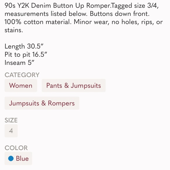 90s Vintage Highway Denim Jean Button Down Romper - Picture 14 of 16